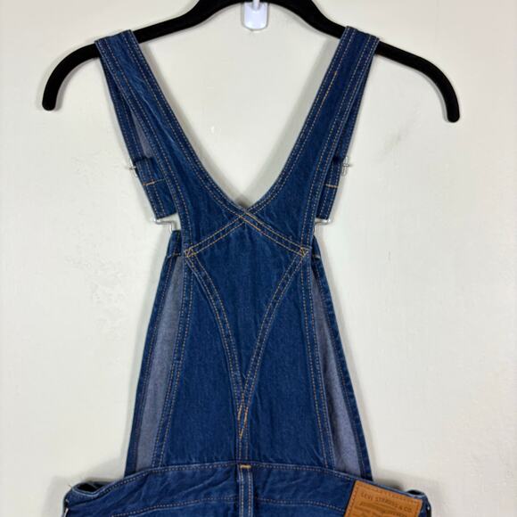Levi's Premium Denim Dark Wash Tapered Skinny Leg Blue Jean Overalls - Picture 8 of 13